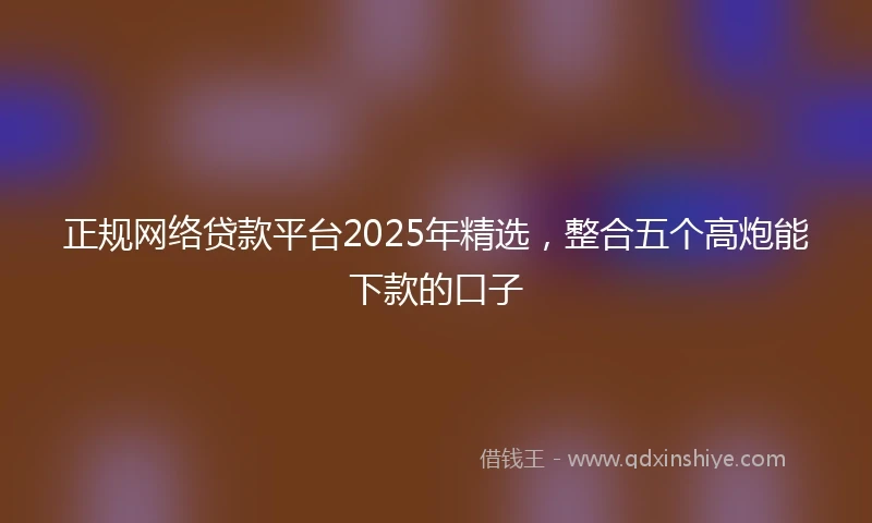 正规网络贷款平台2025年精选，整合五个高炮能下款的口子