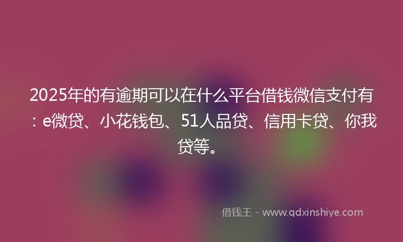 2025年的有逾期可以在什么平台借钱微信支付有：e微贷、小花钱包、51人品贷、信用卡贷、你我贷等。