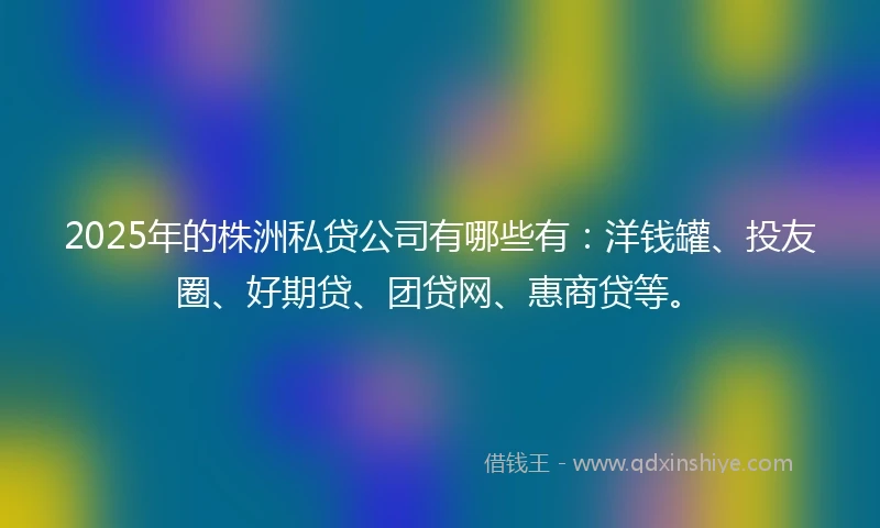 2025年的株洲私贷公司有哪些有：洋钱罐、投友圈、好期贷、团贷网、惠商贷等。