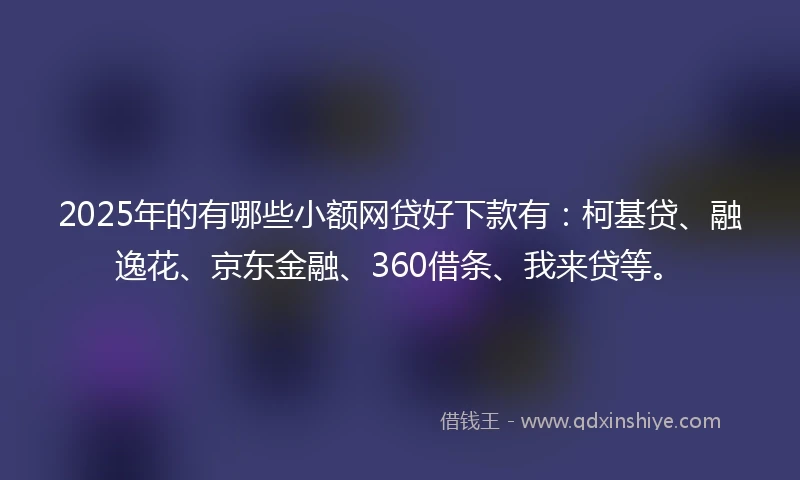 2025年的有哪些小额网贷好下款有：柯基贷、融逸花、京东金融、360借条、我来贷等。
