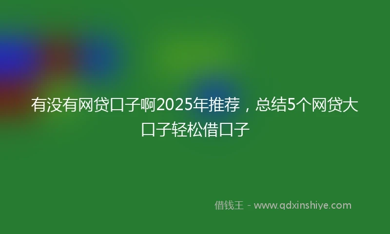 有没有网贷口子啊2025年推荐，总结5个网贷大口子轻松借口子