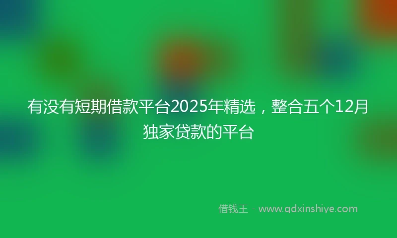 有没有短期借款平台2025年精选，整合五个12月独家贷款的平台