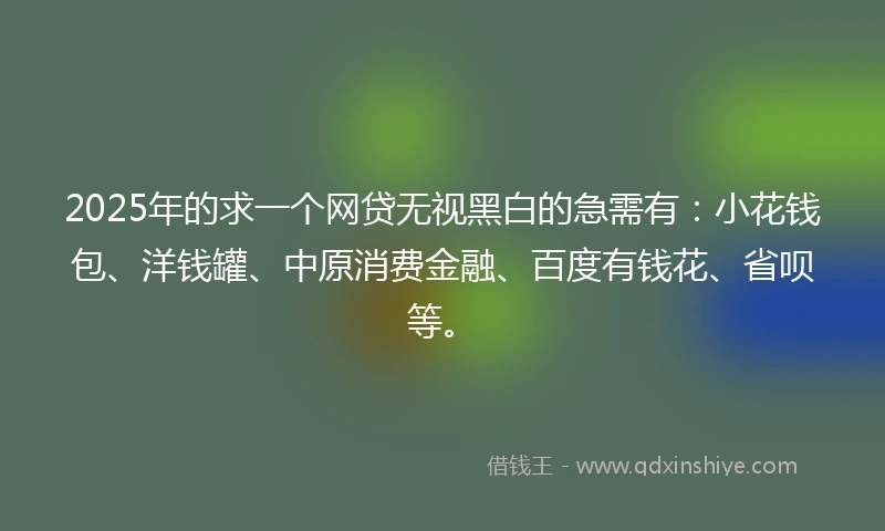 2025年的求一个网贷无视黑白的急需有：小花钱包、洋钱罐、中原消费金融、百度有钱花、省呗等。