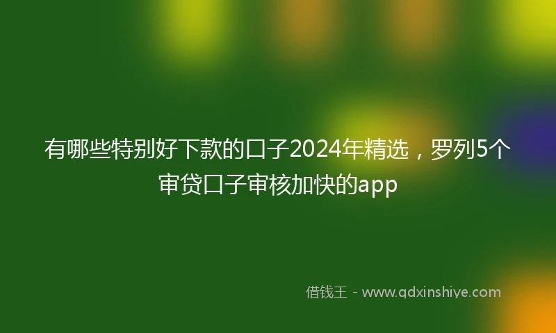 有哪些特别好下款的口子2024年精选，罗列5个审贷口子审核加快的app