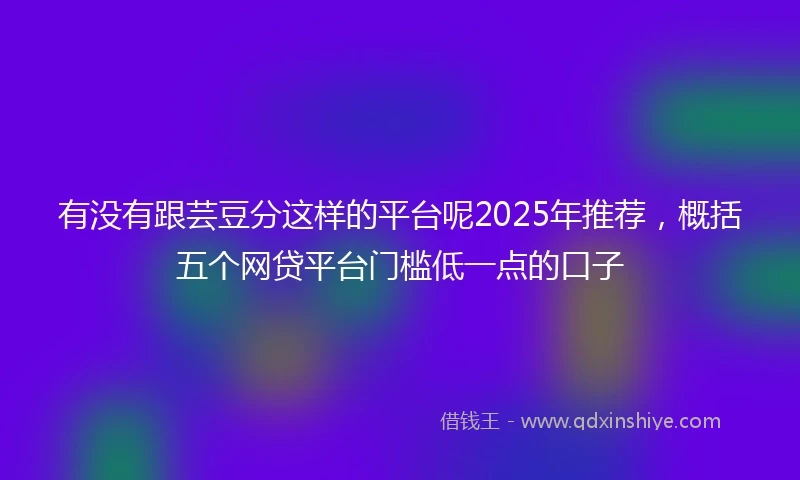 有没有跟芸豆分这样的平台呢2025年推荐，概括五个网贷平台门槛低一点的口子