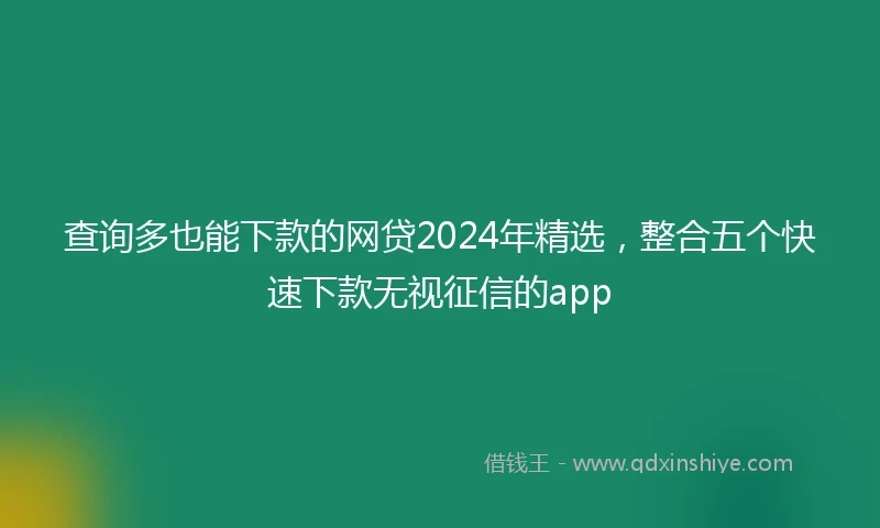 查询多也能下款的网贷2024年精选，整合五个快速下款无视征信的app
