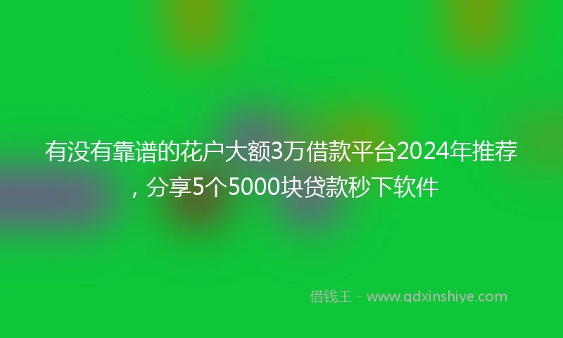 有没有靠谱的花户大额3万借款平台2024年推荐，分享5个5000块贷款秒下软件