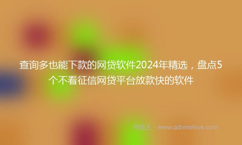 查询多也能下款的网贷软件2024年精选，盘点5个不看征信网贷平台放款快的软件