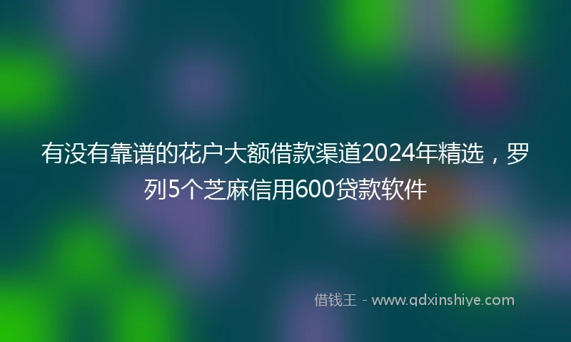 有没有靠谱的花户大额借款渠道2024年精选，罗列5个芝麻信用600贷款软件