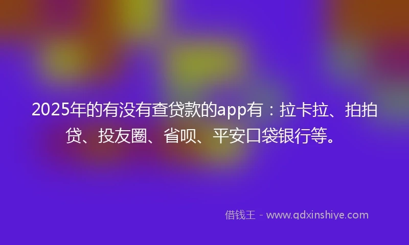 2025年的有没有查贷款的app有：拉卡拉、拍拍贷、投友圈、省呗、平安口袋银行等。