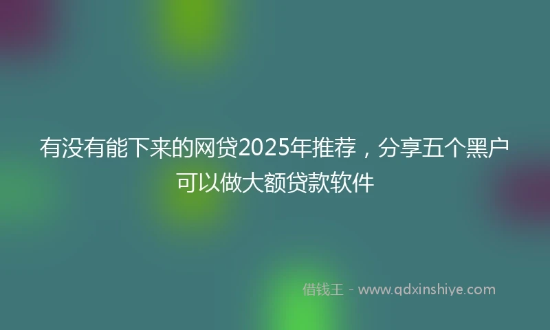 有没有能下来的网贷2025年推荐，分享五个黑户可以做大额贷款软件