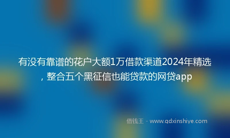 有没有靠谱的花户大额1万借款渠道2024年精选，整合五个黑征信也能贷款的网贷app
