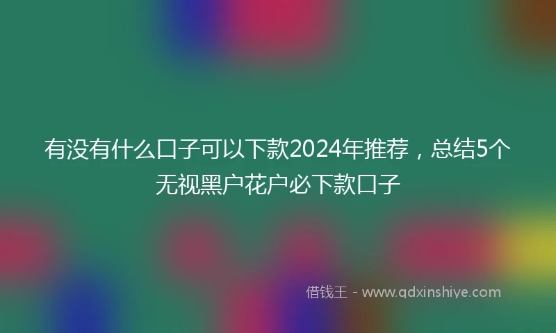 有没有什么口子可以下款2024年推荐，总结5个无视黑户花户必下款口子
