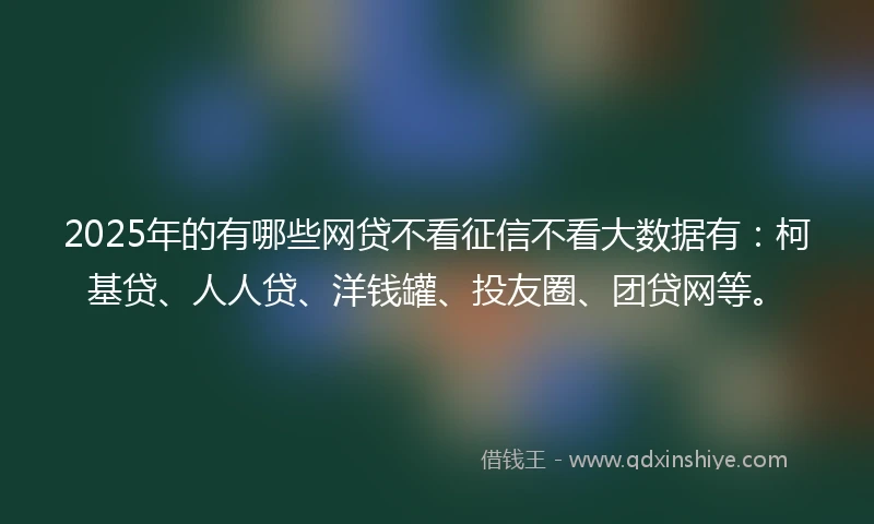 2025年的有哪些网贷不看征信不看大数据有：柯基贷、人人贷、洋钱罐、投友圈、团贷网等。