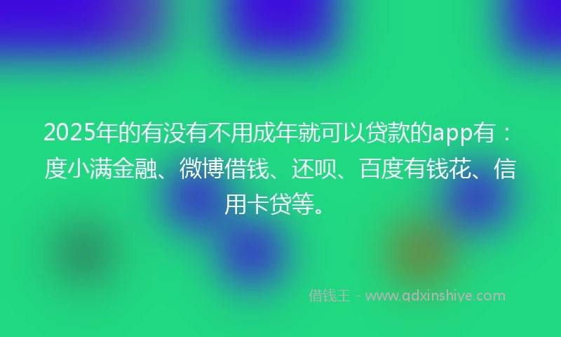 2025年的有没有不用成年就可以贷款的app有：度小满金融、微博借钱、还呗、百度有钱花、信用卡贷等。