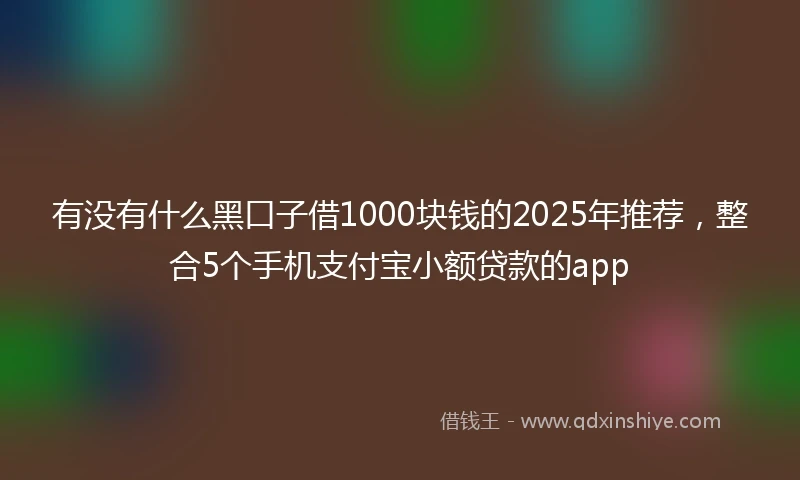 有没有什么黑口子借1000块钱的2025年推荐，整合5个手机支付宝小额贷款的app