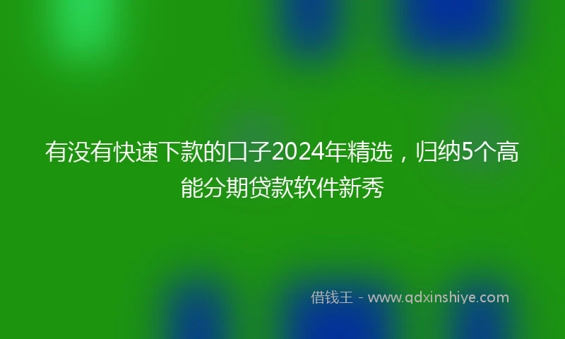有没有快速下款的口子2024年精选，归纳5个高能分期贷款软件新秀