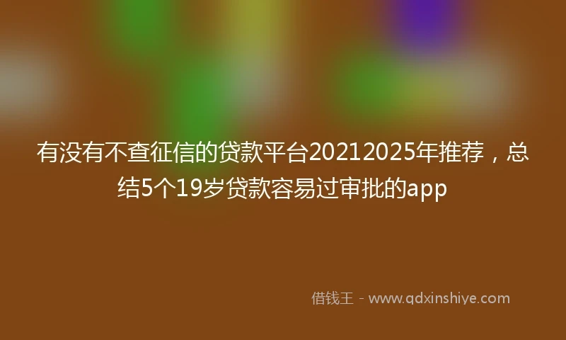 有没有不查征信的贷款平台20212025年推荐，总结5个19岁贷款容易过审批的app