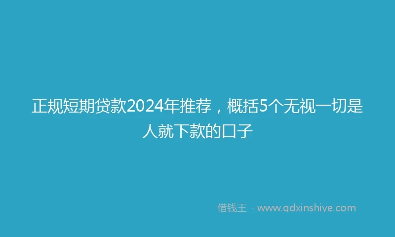 正规短期贷款2024年推荐，概括5个无视一切是人就下款的口子