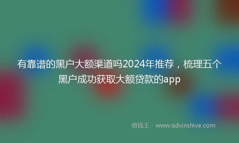 有靠谱的黑户大额渠道吗2024年推荐，梳理五个黑户成功获取大额贷款的app