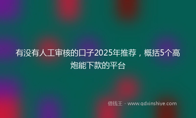 有没有人工审核的口子2025年推荐，概括5个高炮能下款的平台