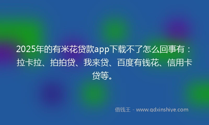 2025年的有米花贷款app下载不了怎么回事有：拉卡拉、拍拍贷、我来贷、百度有钱花、信用卡贷等。