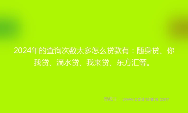 2024年的查询次数太多怎么贷款有：随身贷、你我贷、滴水贷、我来贷、东方汇等。