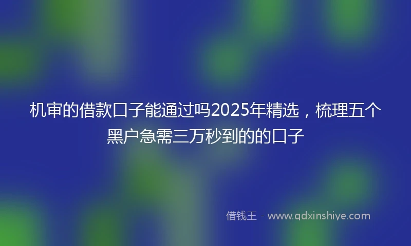 机审的借款口子能通过吗2025年精选，梳理五个黑户急需三万秒到的的口子