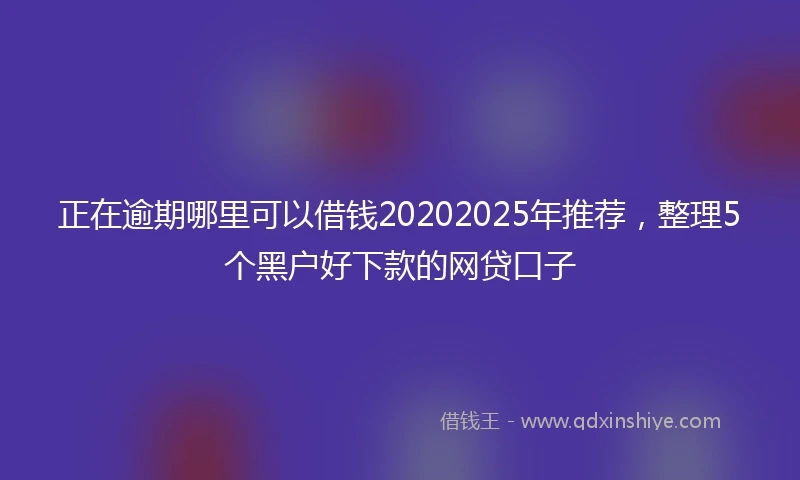 正在逾期哪里可以借钱20202025年推荐，整理5个黑户好下款的网贷口子