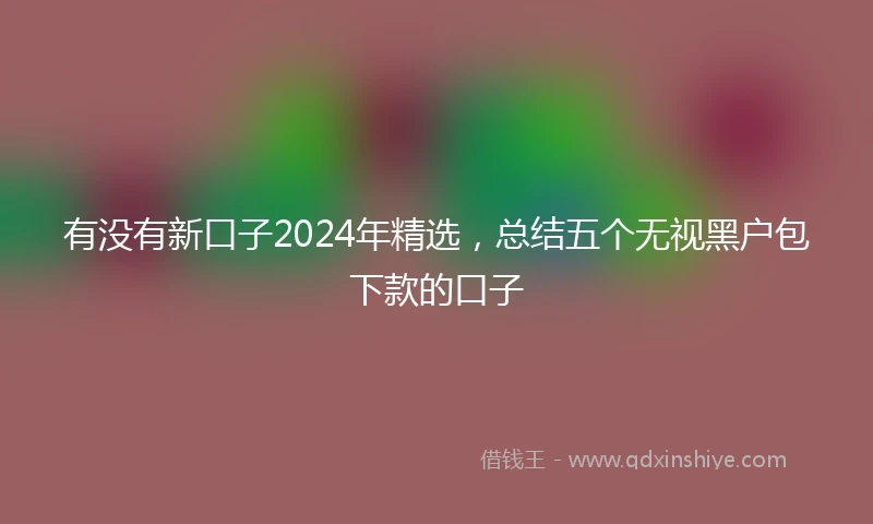有没有新口子2024年精选，总结五个无视黑户包下款的口子