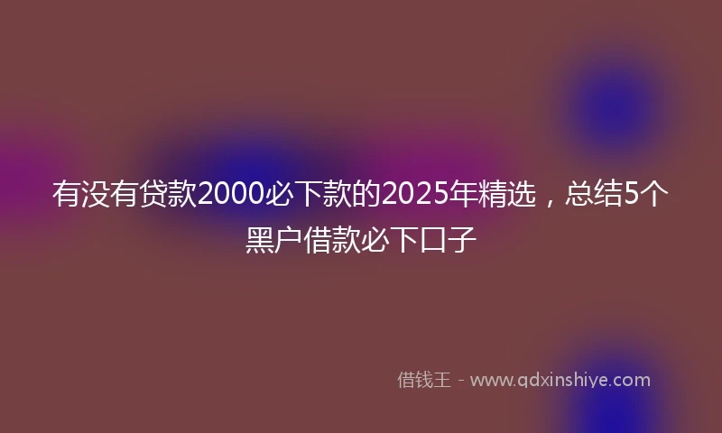 有没有贷款2000必下款的2025年精选，总结5个黑户借款必下口子