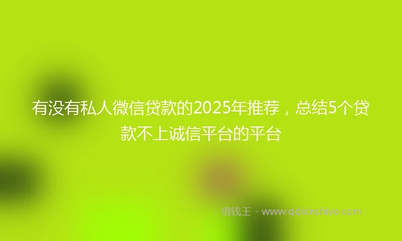有没有私人微信贷款的2025年推荐，总结5个贷款不上诚信平台的平台