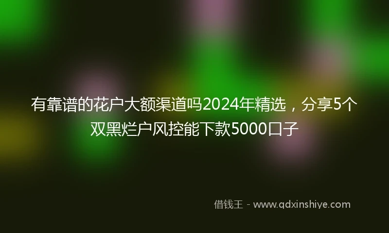 有靠谱的花户大额渠道吗2024年精选，分享5个双黑烂户风控能下款5000口子