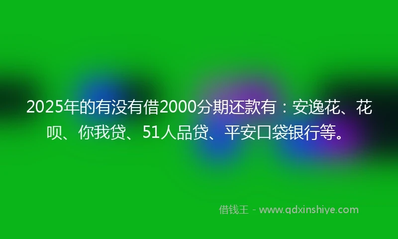 2025年的有没有借2000分期还款有：安逸花、花呗、你我贷、51人品贷、平安口袋银行等。