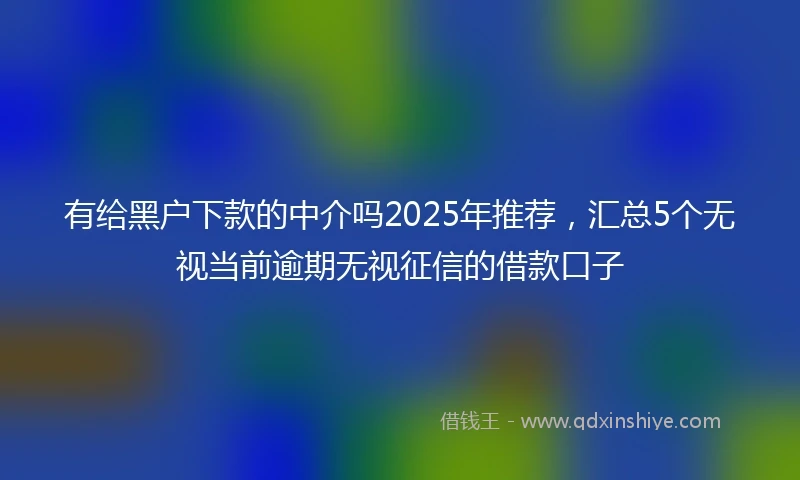 有给黑户下款的中介吗2025年推荐，汇总5个无视当前逾期无视征信的借款口子