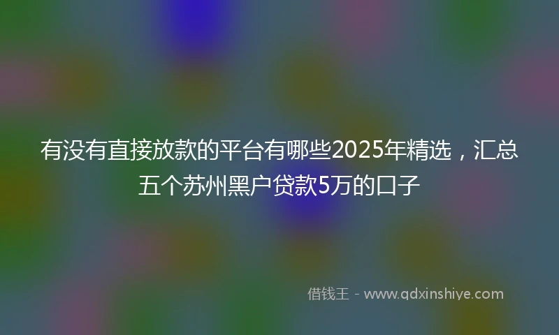有没有直接放款的平台有哪些2025年精选，汇总五个苏州黑户贷款5万的口子
