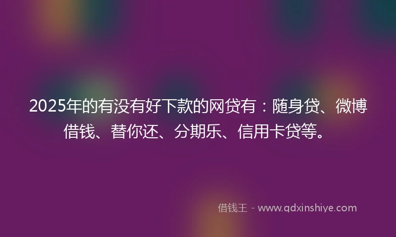 2025年的有没有好下款的网贷有：随身贷、微博借钱、替你还、分期乐、信用卡贷等。