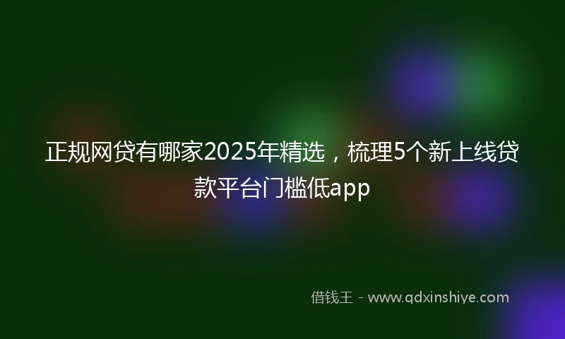 正规网贷有哪家2025年精选，梳理5个新上线贷款平台门槛低app