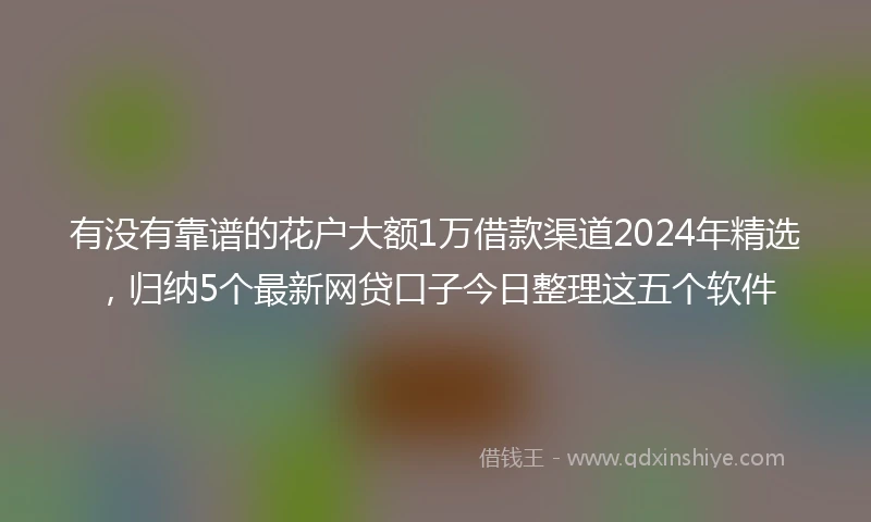 有没有靠谱的花户大额1万借款渠道2024年精选，归纳5个最新网贷口子今日整理这五个软件