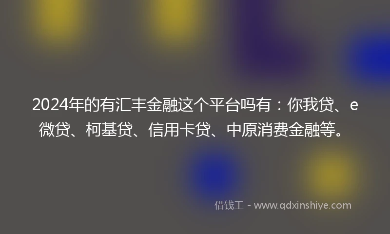 2024年的有汇丰金融这个平台吗有：你我贷、e微贷、柯基贷、信用卡贷、中原消费金融等。