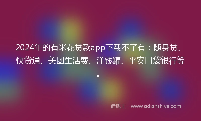 2024年的有米花贷款app下载不了有：随身贷、快贷通、美团生活费、洋钱罐、平安口袋银行等。