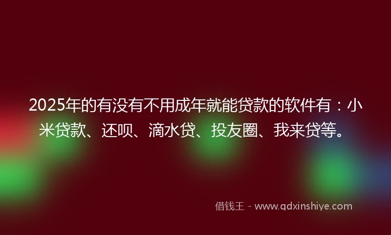 2025年的有没有不用成年就能贷款的软件有：小米贷款、还呗、滴水贷、投友圈、我来贷等。