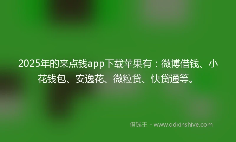 2025年的来点钱app下载苹果有：微博借钱、小花钱包、安逸花、微粒贷、快贷通等。