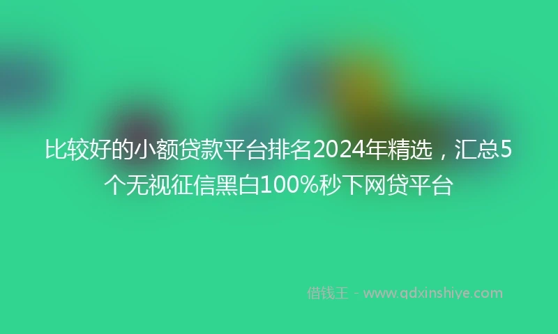 比较好的小额贷款平台排名2024年精选，汇总5个无视征信黑白100%秒下网贷平台