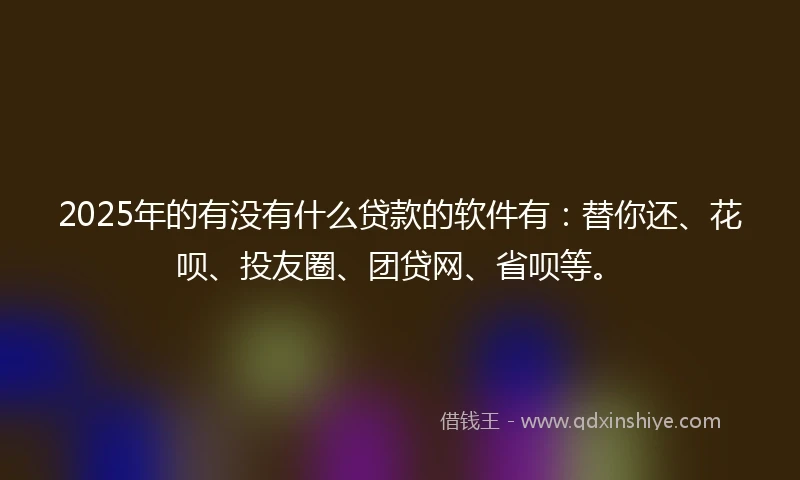 2025年的有没有什么贷款的软件有：替你还、花呗、投友圈、团贷网、省呗等。