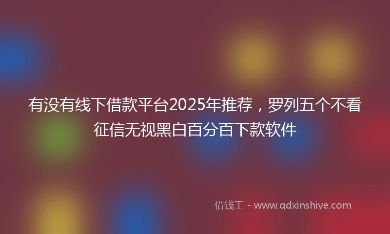 有没有线下借款平台2025年推荐，罗列五个不看征信无视黑白百分百下款软件