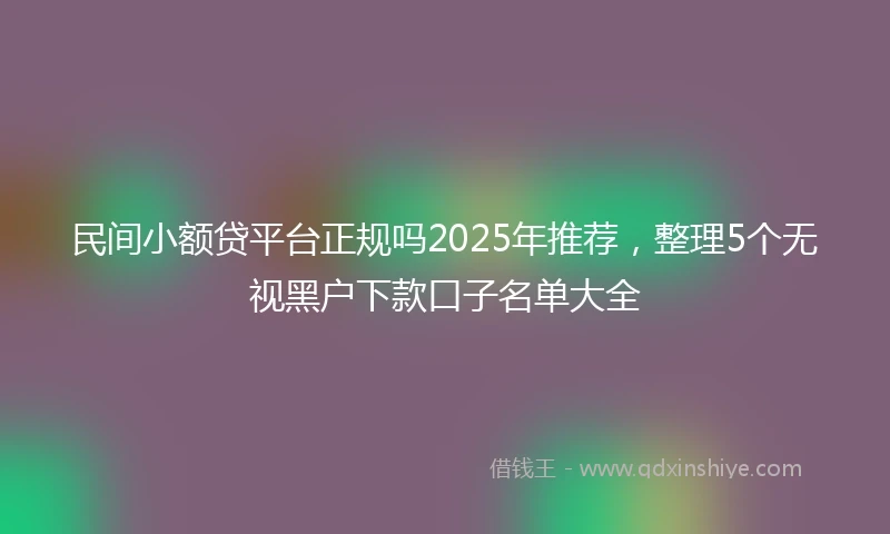 民间小额贷平台正规吗2025年推荐，整理5个无视黑户下款口子名单大全