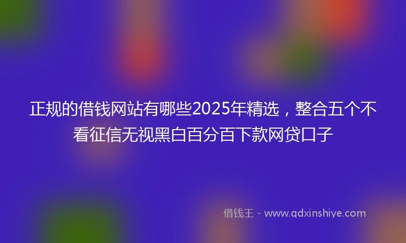 正规的借钱网站有哪些2025年精选，整合五个不看征信无视黑白百分百下款网贷口子
