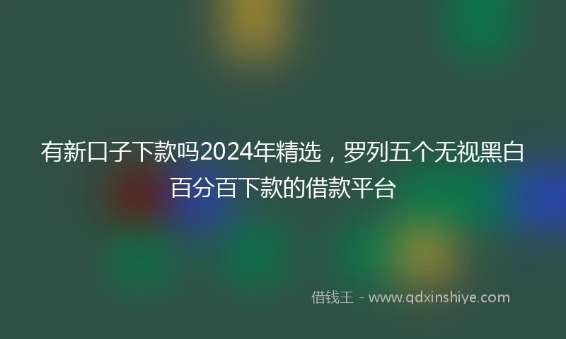 有新口子下款吗2024年精选，罗列五个无视黑白百分百下款的借款平台