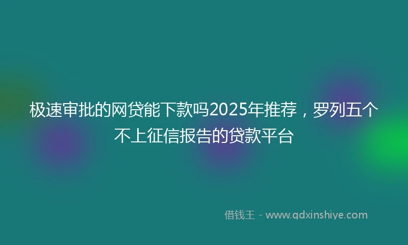 极速审批的网贷能下款吗2025年推荐，罗列五个不上征信报告的贷款平台
